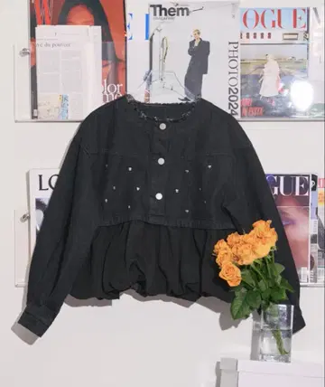 [ loin nuit ] heart denim peplum tops