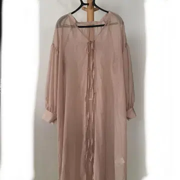 핑크 비침 긴팔 셔츠 원피스