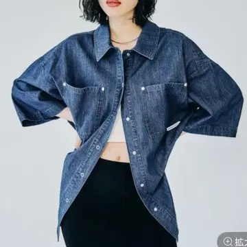 렙심 BIG 데님 5분 소매 셔츠 튜닉