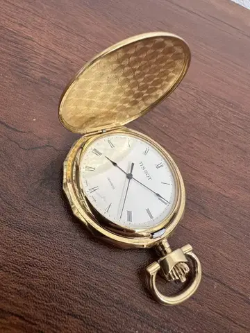 작동 불능 TISSOT 티쏘 회중시계 금 쿼츠 직경 4cm 빈티지