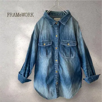 FRAMeWORK 데님 셔츠 골드 버튼