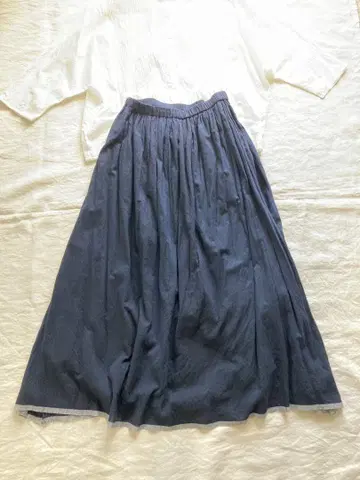 CALICO 카디 맥시 개더 스커트 (네이비)