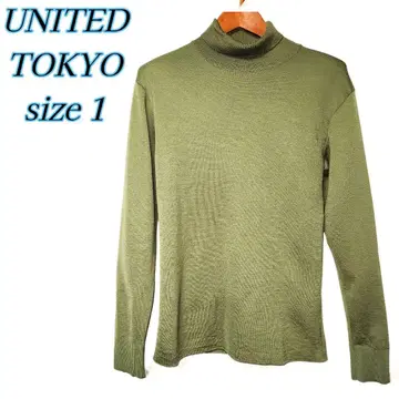 UNITED TOKYO 18g 울 밀라노 리브 터틀넥 카키 1