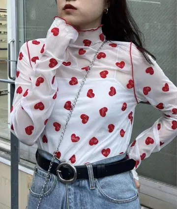 HELLO.SANFRANCISCO 하트 플로키 프린트 시어 터틀