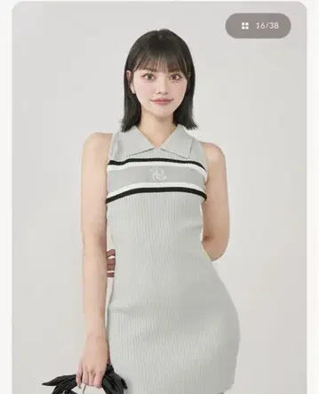 Darich 로고 아메스리 니트 미니 원피스 GRY FL 사이즈