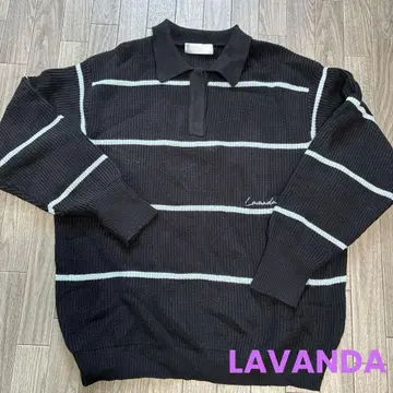 LAVANDA 라바다 오버 사이즈 보더 폴로 니트