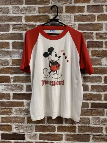 Disneyland 미키마우스 래글런 T셔츠 USA / 빈티지 택