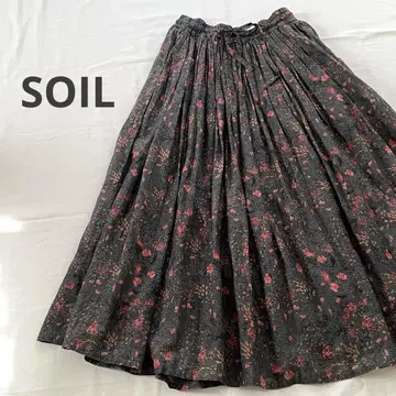 SOIL 소일 꽃무늬 개더 플레어 롱 스커트 코튼 100%