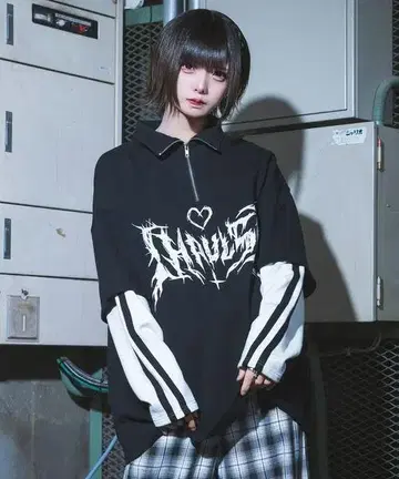 Hauls 하울즈 레이어풍 이카츠 하프 ZIP 맨투맨