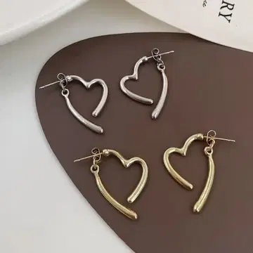 캐주얼 심플 하트형 귀걸이 실버 925