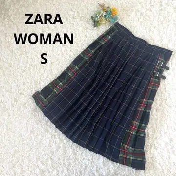 ZARA 자라 우먼 플리츠 스커트 랩스커트 체크 무늬 S