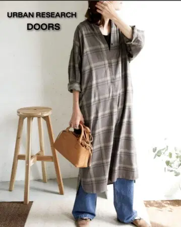 URBAN RESEARCH DOORS 체크 셔츠 원피스 ONE 그린