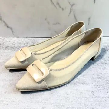 LE TALON 버클 메쉬 플랫 펌프스 25cm 베이지