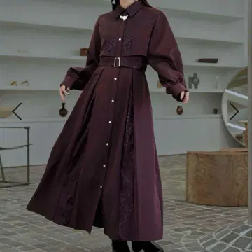 HARE 이소자이 절개 원피스 보르도