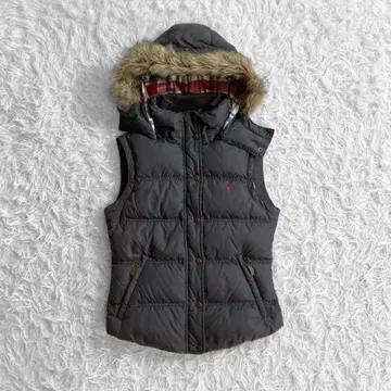 Jack Wills 덕 다운 베스트 M 후드 그레이 자수 로고