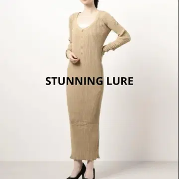 STUNNING LURE 헨리 니트 롱 원피스 리브 니트