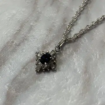 실버 925 목걸이 인디고 라이트 다이아 스톤 크로스 팥 체인