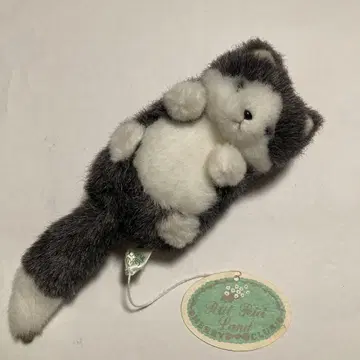고양이 봉제 인형 그레이와 화이트 타케노코 에어캡랜드 손바닥 사이즈