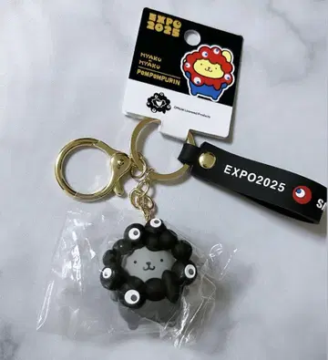 오사카 만박 산리오 블랙 미야쿠미야쿠 폼폼푸딩 입체 마스코트 키링