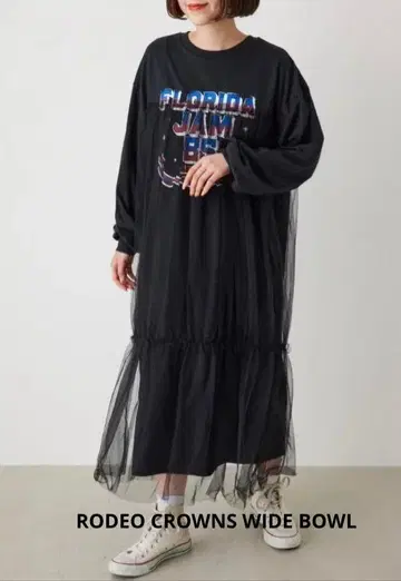 로데오 크라운 와이드 보울 튤 도킹 원피스 BLK