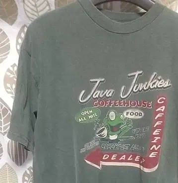 USA 빈티지 Java 개구리 그린 프린트 T셔츠