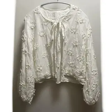 crinkle crinkle crinkle 레이스 긴팔 볼레로 화이트