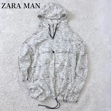 새상품급 ZARA MAN 아노락 후드티 지형 도안 드로 코드 코튼