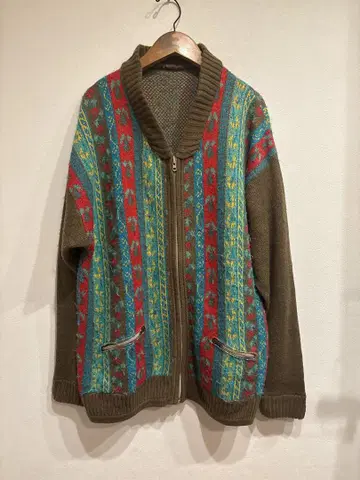 80s 멀티 컬러 가디건 구제 의류 vintage