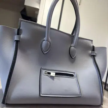 SAVE MY BAG 블루 그레이 토트백 외 포켓 부착