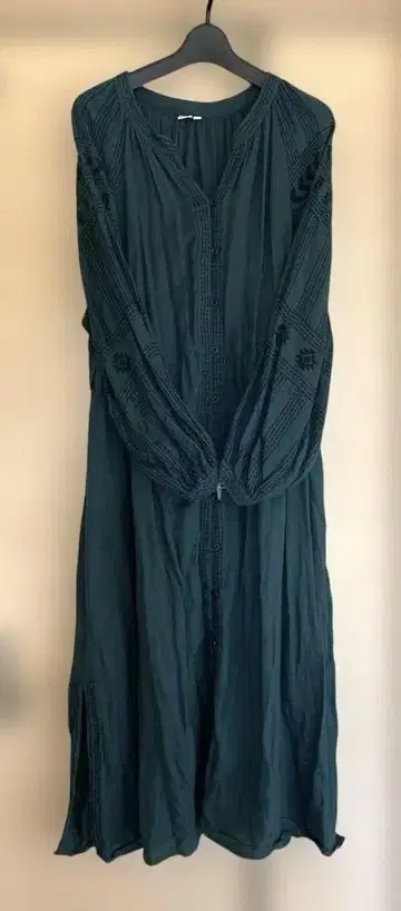 티티카카 멕시코 키카 자수 원피스 그린