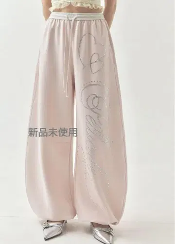 PELLICULE stone-deco sweat pants pink