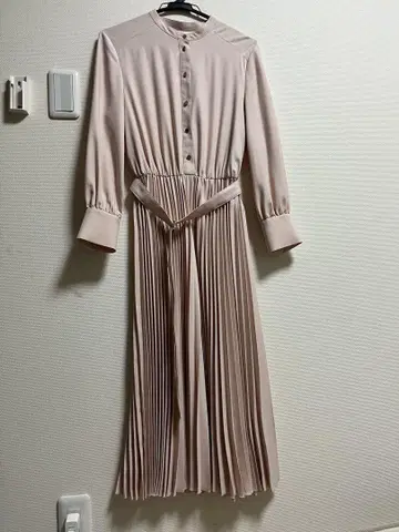 아나이 긴팔 플리츠 원피스 벨트 포함