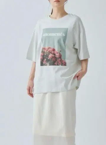 WHYTO. 화이트 2WAY 프린트 티셔츠 모먼트 티셔츠