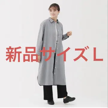 무인양품 워싱 브로드 긴팔 셔츠 원피스 L