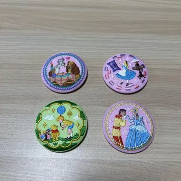 디즈니 자수 캔뱃지 앨리스 푸우 신데렐라