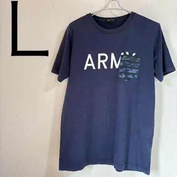BEAMS HEART ARMY 프린트 카모플라쥬 포켓 T셔츠 L 밀리터리