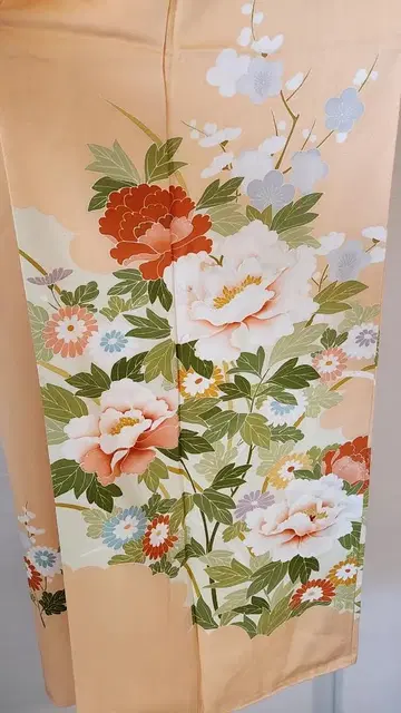 호몬기 깨끗한 스킨 컬러 오렌지 크림 작약 자수 연습 리메이크용