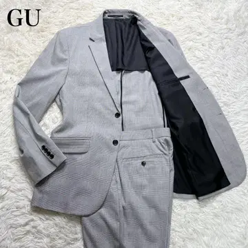 [ 컨디션 최상 ] GU 지유 수트 셋업 글렌체크 그레이 XL