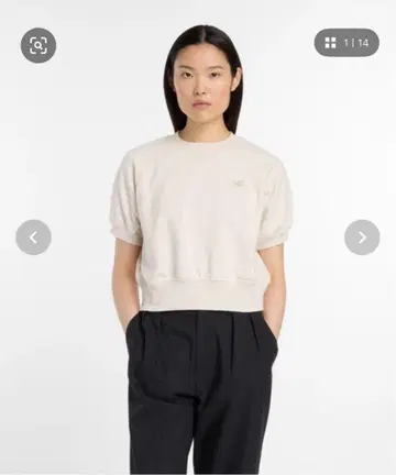 [ 새상품 ] new balance 반팔 맨투맨 프렌치 테리 베이지 L