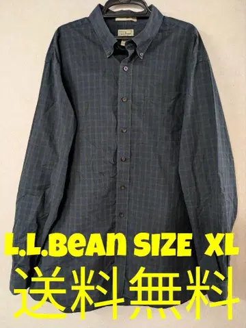 L.L.Bean 엘엘빈 체크 무늬 플란넬 셔츠 네이비 그린 SIZE XL