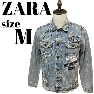 [ 레어 모델 ] ZARA 자라 데님 자켓 G 데미지 가공 페인트