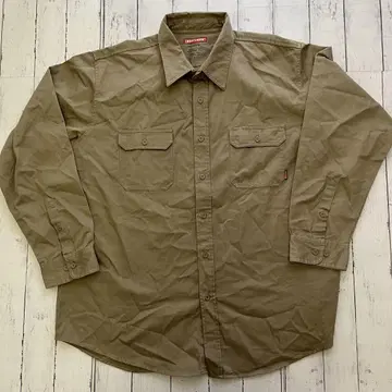 CRAFTSMAN 무지 카키 긴팔 워크 셔츠 남성용 2XL