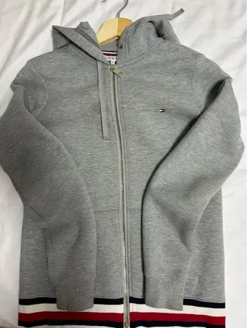 타미힐피거 풀 집업 후드티 그레이