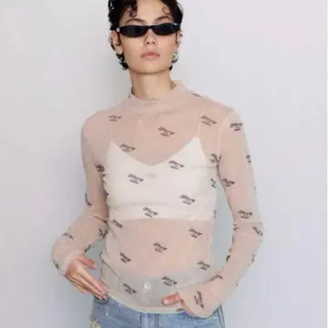 BLESSING Flocky Print Turtleneck Tops