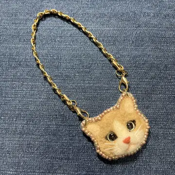 하치와레 고양이 얼굴 백참 양모 펠트제 핸드메이드