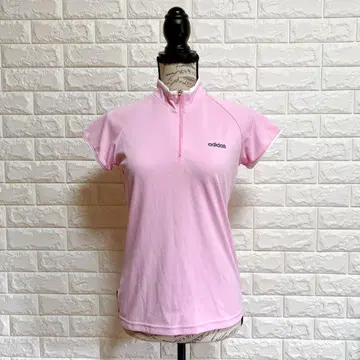 아디다스 [ L ] 골프 반팔 하이넥 무지 핑크 일본제