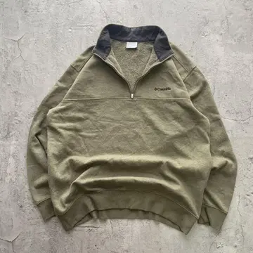 USA 구제 의류 컬럼비아 하프 지퍼 맨투맨 자수 로고 어스 컬러 L