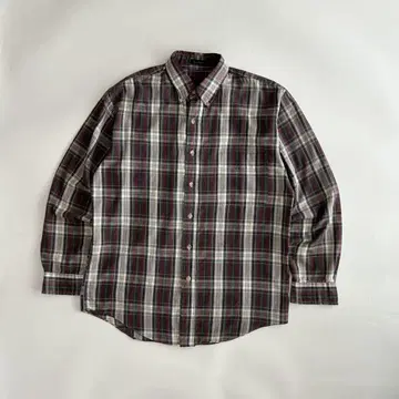 레어 80s 에디 바우어 블랙 택 섀도우 체크 무늬 긴팔 셔츠 M 사이즈