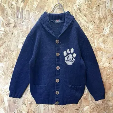 빈티지 중고 도그 개 애니멀 코위찬 니트 가디건