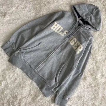 TOMMY HILFIGER 후드티 그레이 XL 풀 지퍼 캐주얼
